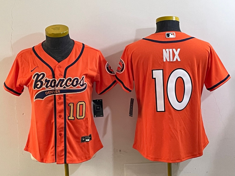 Women's Denver Broncos #10 orange Cool Base Stitched Baseball Jersey 2