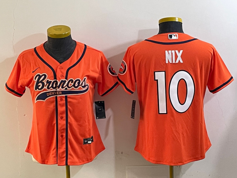 Women's Denver Broncos #10 orange Cool Base Stitched Baseball Jersey 1