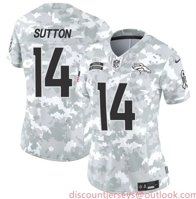 Women's Denver Broncos #14 Courtland Sutton 2024 F.U.S.E Arctic Camo Salute To Service Limited Stitched Jersey(Run Small)