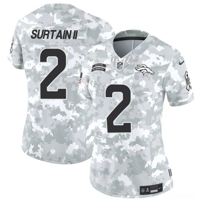 Women's Denver Broncos #2 Patrick Surtain II 2024 F.U.S.E Arctic Camo Salute To Service Limited Stitched Jersey(Run Small)