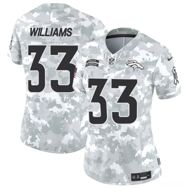 Women's Denver Broncos #33 Javonte Williams 2024 F.U.S.E Arctic Camo Salute To Service Limited Stitched Jersey(Run Small)