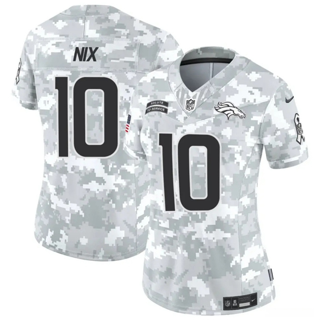 Women's Denver Broncos #10 Bo Nix 2024 F.U.S.E Arctic Camo Salute To Service Limited Stitched Jersey(Run Small)