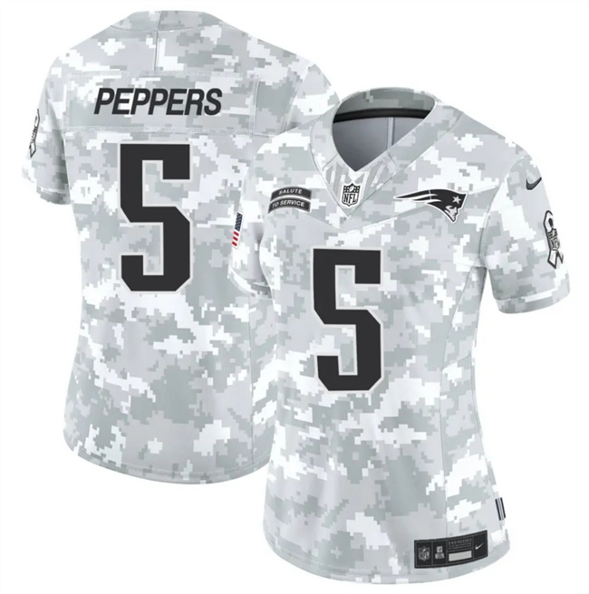 Women's New England Patriots #5 Jabrill Peppers 2024 F.U.S.E Arctic Camo Salute To Service Limited Stitched Jersey(Run Small)