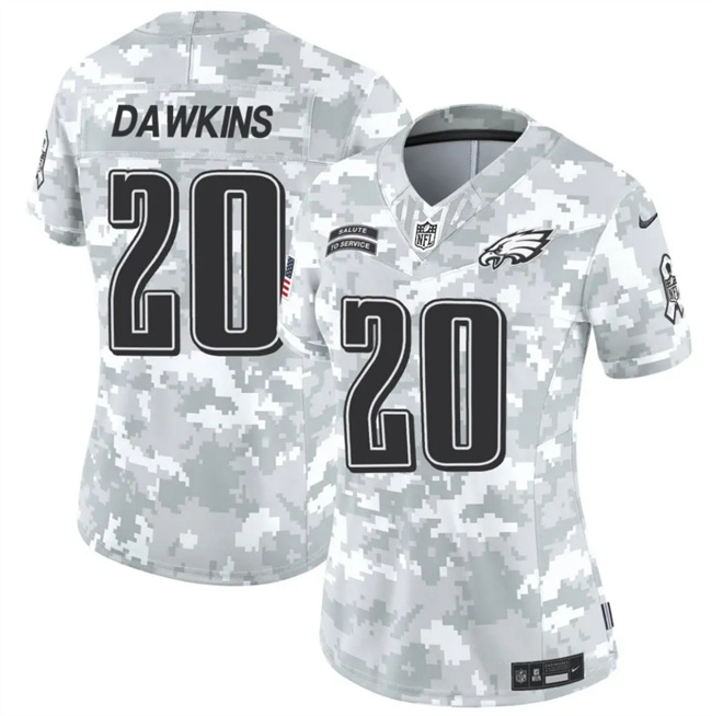 Women's Philadelphia Eagles #20 Brian Dawkins 2024 F.U.S.E Arctic Camo Salute To Service Limited Stitched Jersey(Run Small)