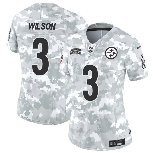 Women's Pittsburgh Steelers #3 Russell Wilson 2024 F.U.S.E Arctic Camo Salute To Service Limited Stitched Football Jersey(Run Small)