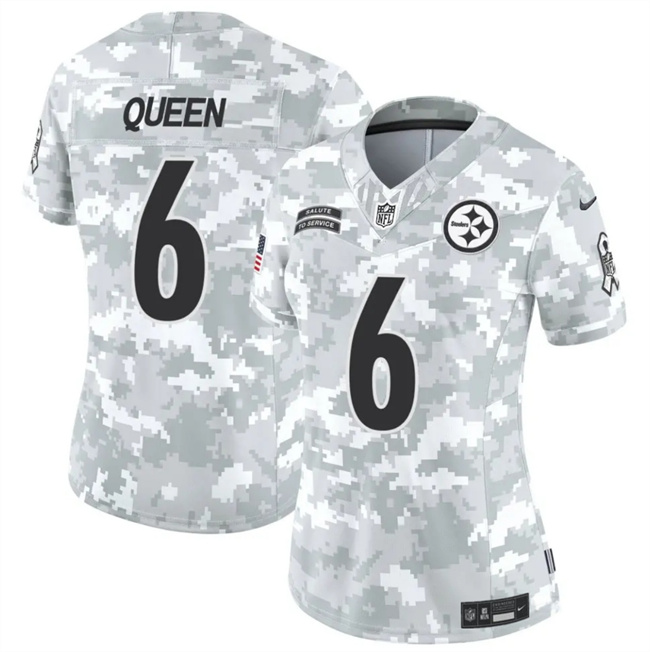 Women's Pittsburgh Steelers #6 Patrick Queen 2024 F.U.S.E Arctic Camo Salute To Service Limited Stitched Football Jersey(Run Small)