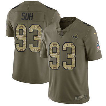 Nike Rams #93 Ndamukong Suh Olive Camo Men's Stitched NFL Limited 2017 Salute To Service Jersey