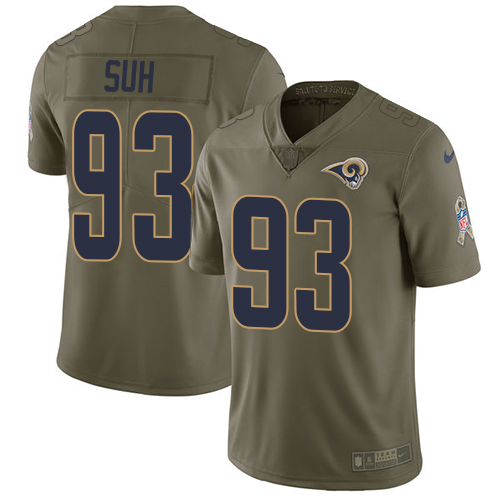 Nike Rams #93 Ndamukong Suh Olive Men's Stitched NFL Limited 2017 Salute To Service Jersey