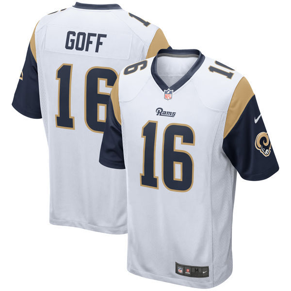 Nike Rams 16 Jared Goff White Game Jersey