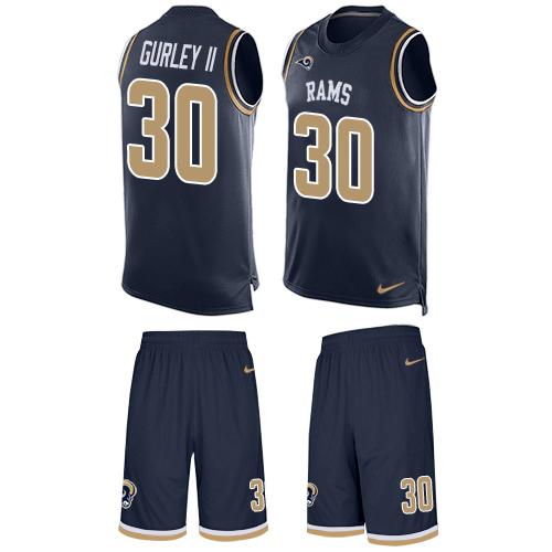 Nike Rams #30 Todd Gurley II Navy Blue Team Color Men's Stitched NFL Limited Tank Top Suit Jersey