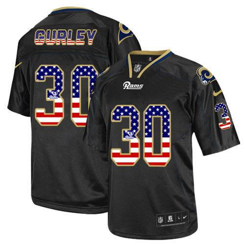 New St. Louis Rams #30 Todd Gurley Black Men''s Stitched NFL Elite USA Flag Fashion Jersey