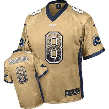 NEW St. Louis Rams #8 Sam Bradford Gold Stitched NFL Elite Drift Fashion Jersey