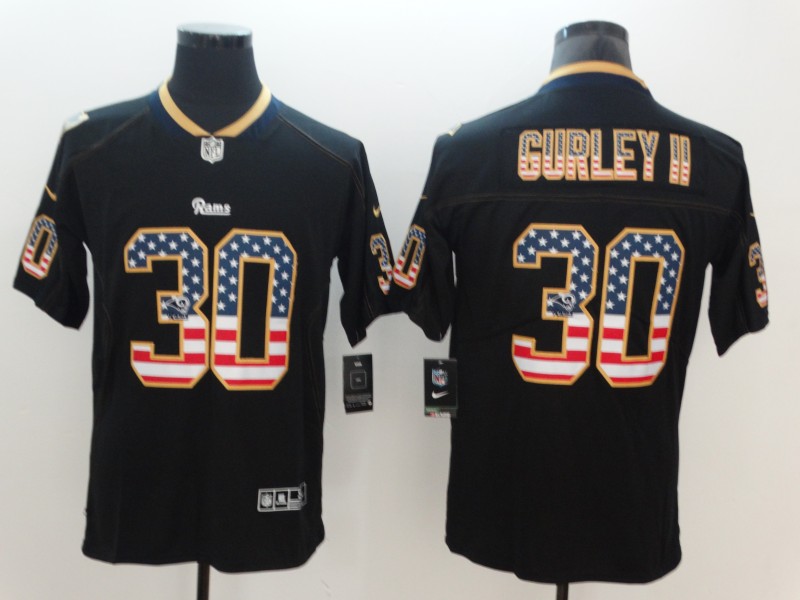 Nike Rams 30 Todd Gurley II Black USA Flag Fashion Color Rush Limited Jersey