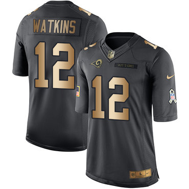 Nike Rams #12 Sammy Watkins Black Men's Stitched NFL Limited Gold Salute To Service Jersey