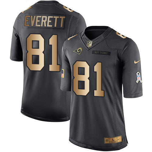 Nike Rams #81 Gerald Everett Black Men's Stitched NFL Limited Gold Salute To Service Jersey