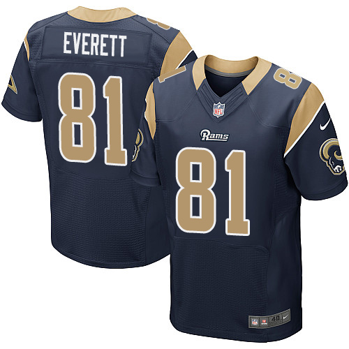 Nike Rams #81 Gerald Everett Navy Blue Team Color Men's Stitched NFL Elite Jersey