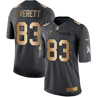 Nike Rams #83 Gerald Everett Black Men's Stitched NFL Limited Gold Salute To Service Jersey