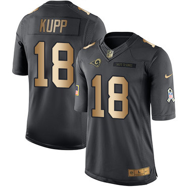 Nike Rams #18 Cooper Kupp Black Men's Stitched NFL Limited Gold Salute To Service Jersey