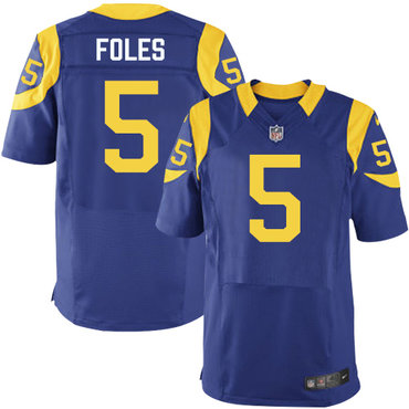 Nike Rams #5 Nick Foles Royal Blue Alternate Men's Stitched NFL Elite Jersey