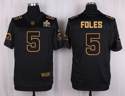 Nike Rams #5 Nick Foles Black Men's Stitched NFL Elite Pro Line Gold Collection Jersey