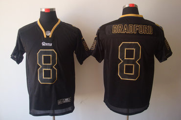 2012 NEW NFL St. Louis Rams 8 Sam Bradford Lights Out Black Elite Jerseys