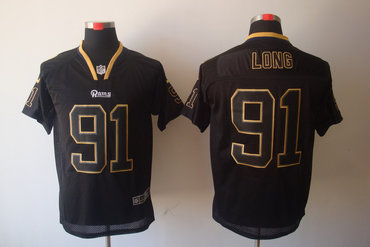 2012 NEW NFL St. Louis Rams 91 Chris Long Lights Out Black Elite Jerseys