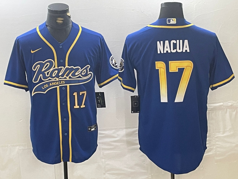 Men's Los Angeles Rams #17 Puka Nacua Royal Cool Base Stitched Baseball Jersey 1