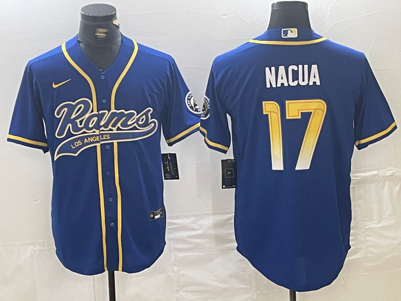 Men's Los Angeles Rams #17 Puka Nacua Royal Cool Base Stitched Baseball Jersey