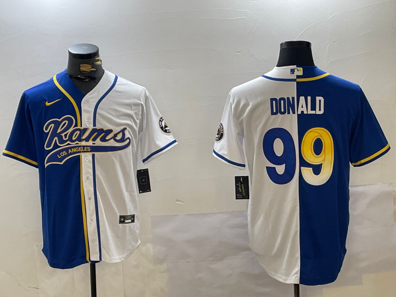 Men's Los Angeles Rams #99 Aaron Donald White Cool Base Stitched Baseball Jersey 3