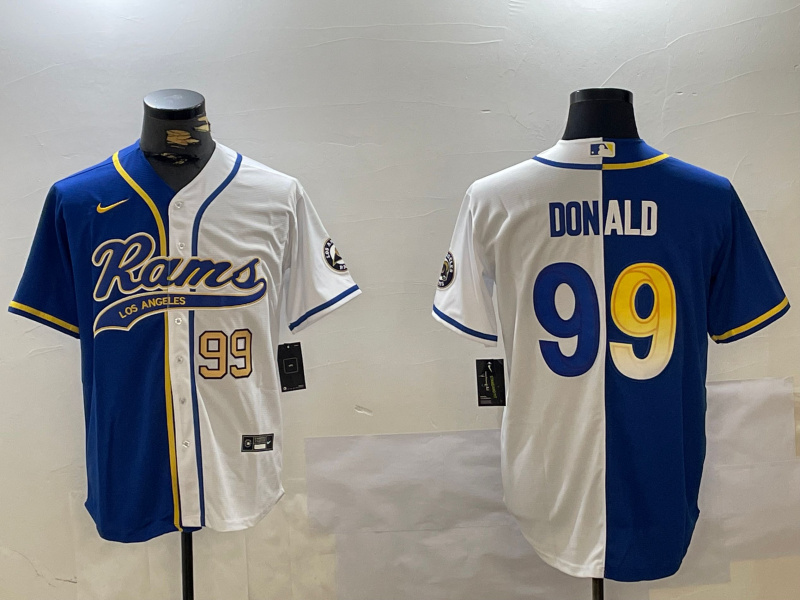 Men's Los Angeles Rams #99 White Cool Base Stitched Baseball Jersey 2