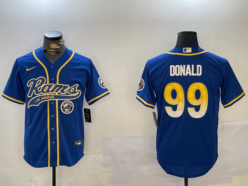 Men's Los Angeles Rams #99 Royal Cool Base Stitched Baseball Jersey 3