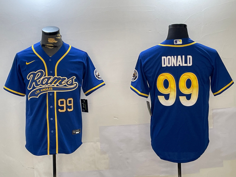 Men's Los Angeles Rams #99 Royal Cool Base Stitched Baseball Jersey 1