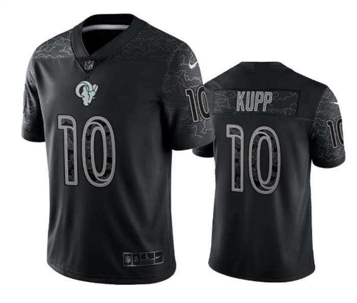 Men's Los Angeles Rams #10 Cooper Kupp Black Reflective Limited Stitched Football Jersey