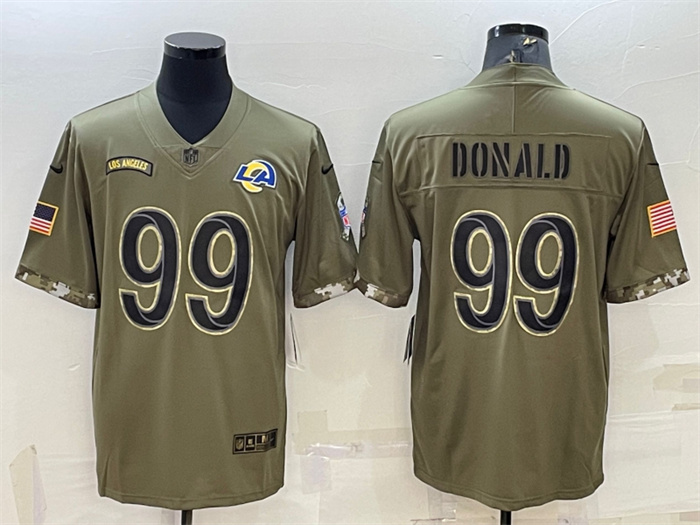 Men's Los Angeles Rams #99 Aaron Donald Olive 2022 Salute To Service Limited Stitched Jersey