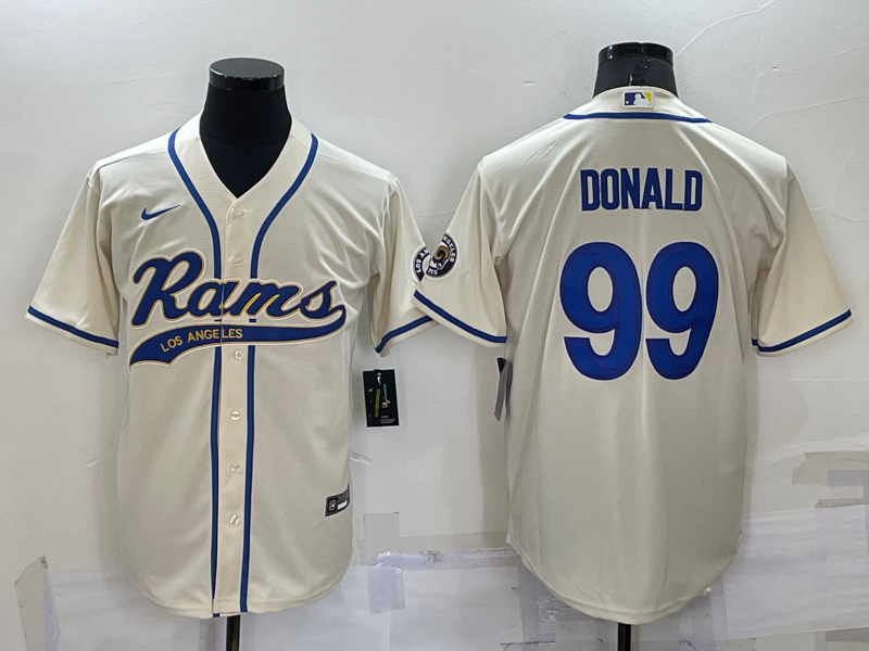 Men's Los Angeles Rams #99 Aaron Donald Bone Cool Base Stitched Baseball Jersey