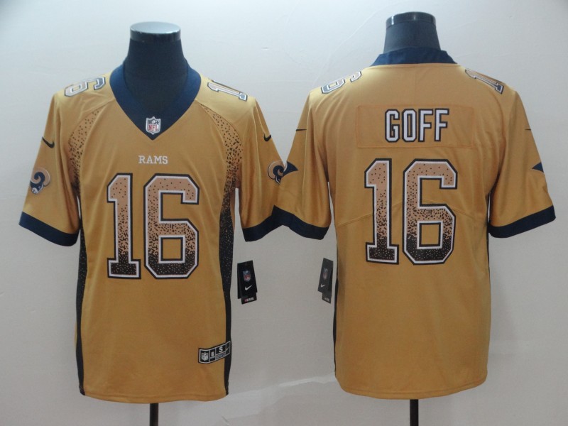 Nike Rams 16 Jared Goff Gold Drift Fashion Limited Jersey