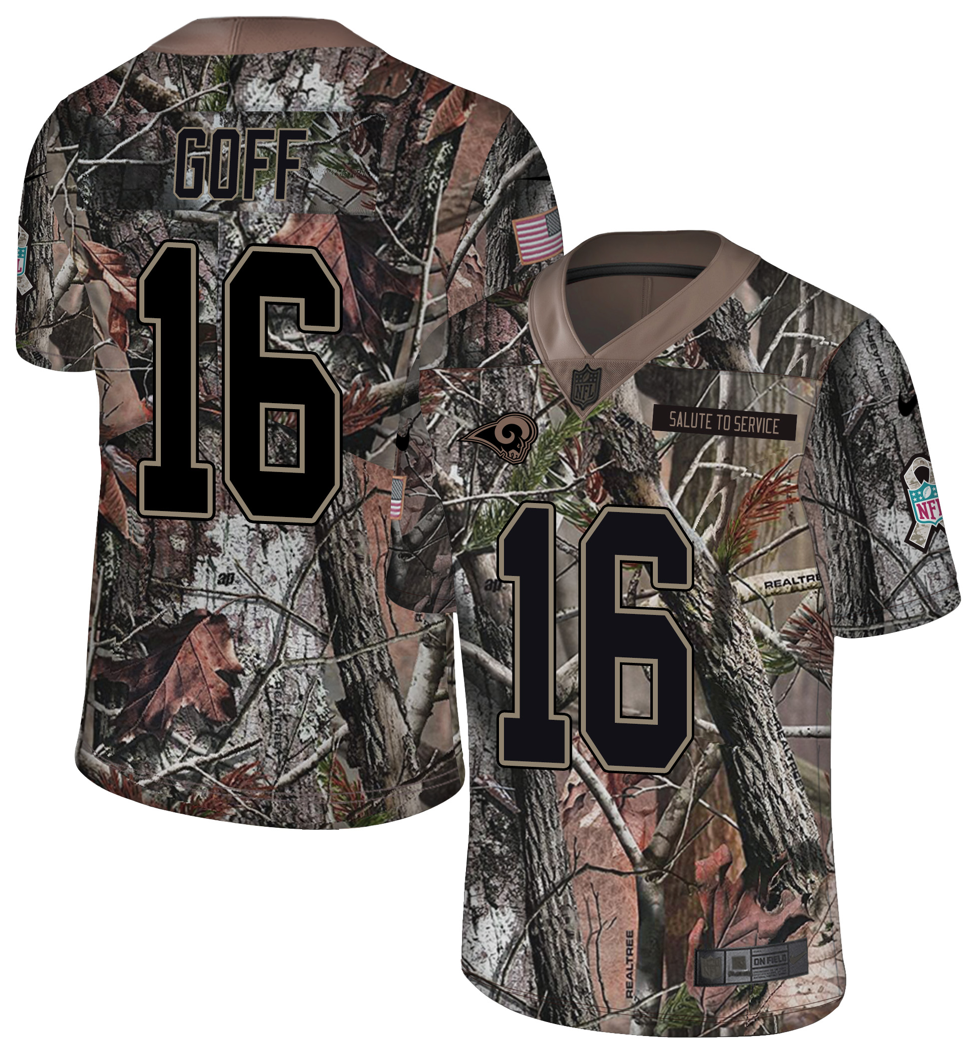 Nike Rams 16 Jared Goff Camo Rush Limited Jersey