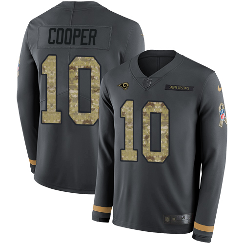 Nike Rams #10 Pharoh Cooper Anthracite Salute to Service Men's Stitched NFL Limited Therma Long Sleeve Jersey