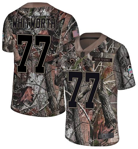 Nike Rams #77 Andrew Whitworth Camo Men's Stitched NFL Limited Rush Realtree Jersey