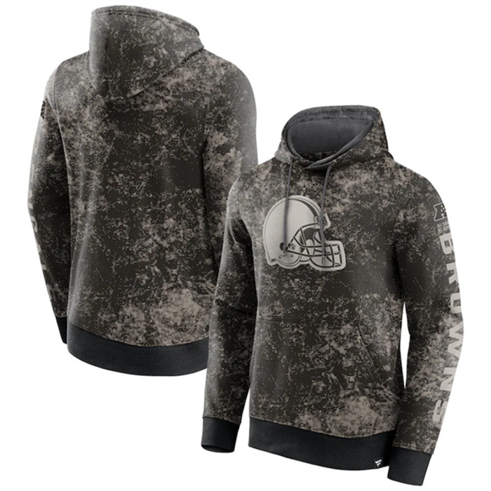 Men's Cleveland Browns Black Gray Blackout Tonal Pullover Hoodie