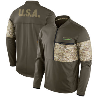 Nike Seahawks Olive Salute to Service Sideline Hybrid Half-Zip Pullover Jacket