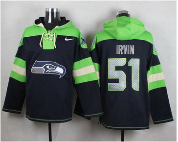 Nike Seattle Seahawks #51 Bruce Irvin Steel Blue Player Pullover NFL Hoodie