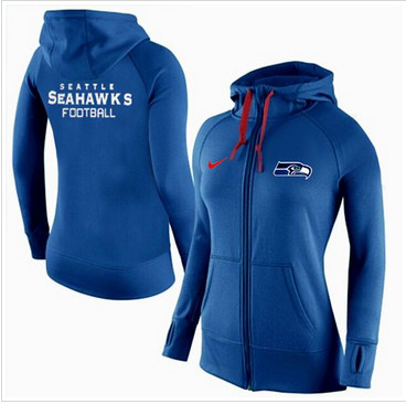 Women Nike Seattle Seahawks Full-Zip Performance Hoodie Blue