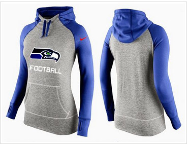 Women Nike Seattle Seahawks Performance Hoodie Grey & Blue