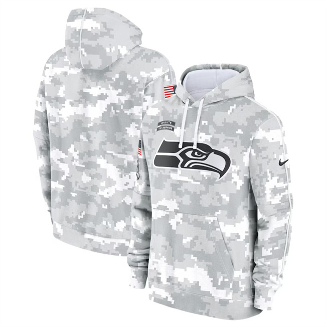 Men's Seattle Seahawks 2024 Arctic Camo Salute To Service Club Fleece Pullover Hoodie