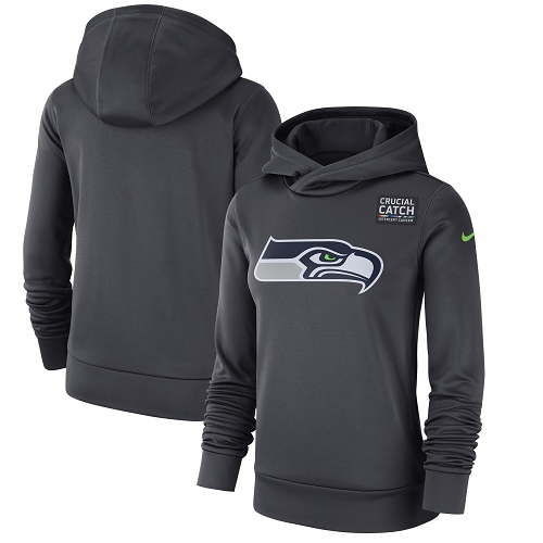 Women's Seattle Seahawks Nike Anthracite Crucial Catch Performance Pullover Hoodie