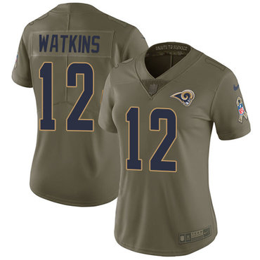 Nike Rams #12 Sammy Watkins Olive Women's Stitched NFL Limited 2017 Salute to Service Jersey