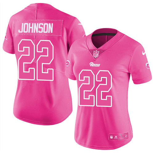 Nike Rams #22 Trumaine Johnson Pink Women's Stitched NFL Limited Rush Fashion Jersey