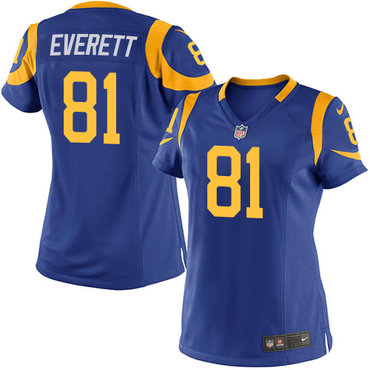 Nike Rams #81 Gerald Everett Royal Blue Alternate Women's Stitched NFL Elite Jersey