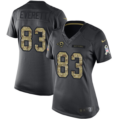 Nike Rams #83 Gerald Everett Black Women's Stitched NFL Limited 2016 Salute to Service Jersey